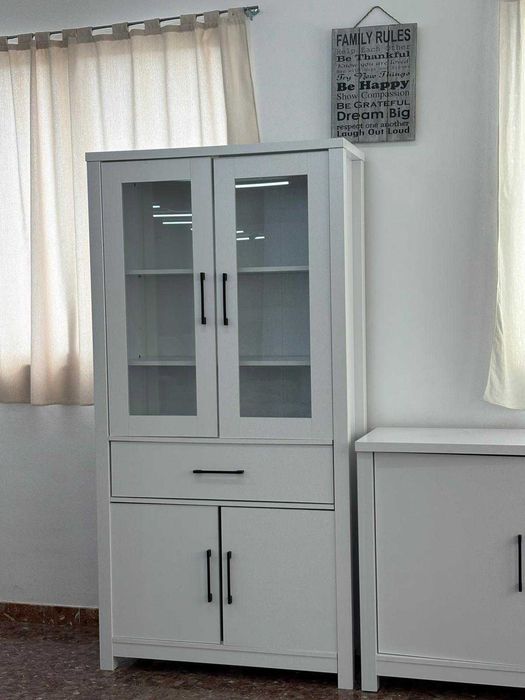 conjunto de aparador e vitrina