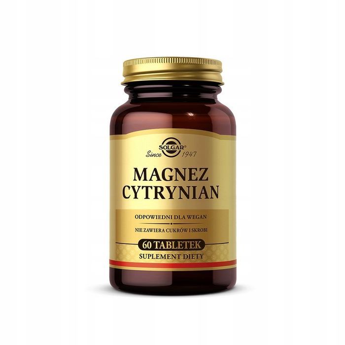Suplement diety Solgar cytrynian magnezu na stres na mięśnie 60 tabletek x2