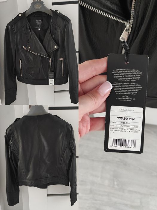Ochnik 40 L nowa skórzana kurtka ramoneska biker massimo dutti biker