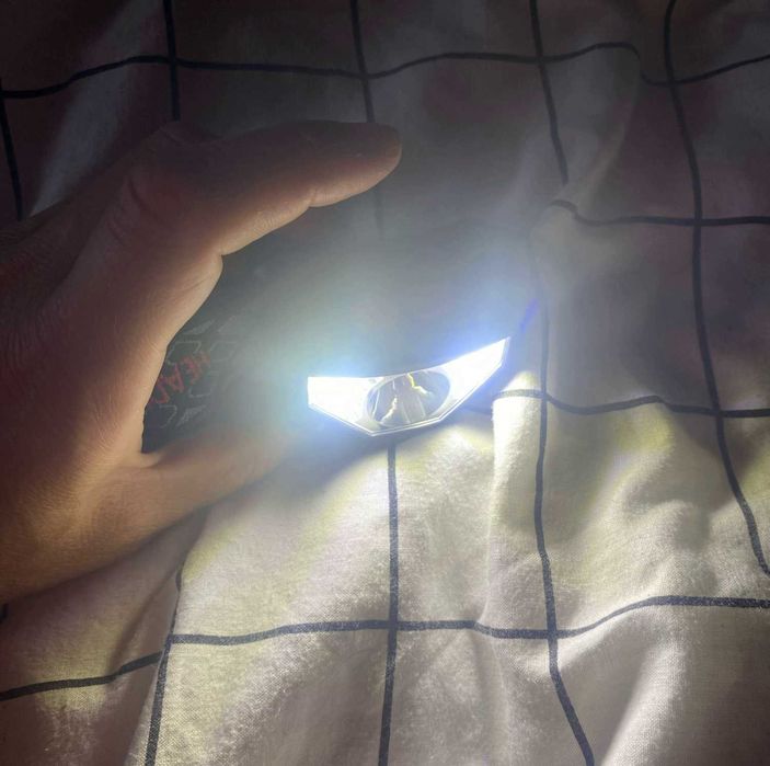 Крутой COB LED фонарик налобный с датчиком движения 8 режимов (красный / белый)