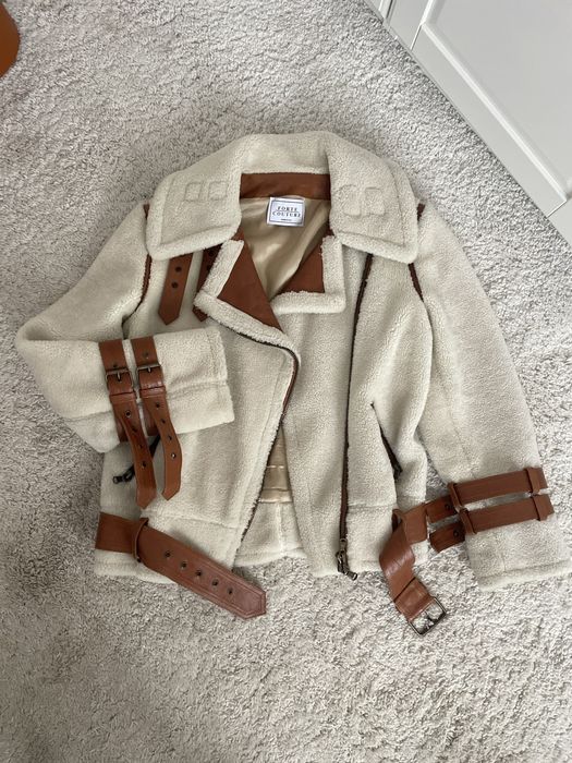 Kożuch naturalny Forte Couture 40IT s/m ramoneska kurtka Italy