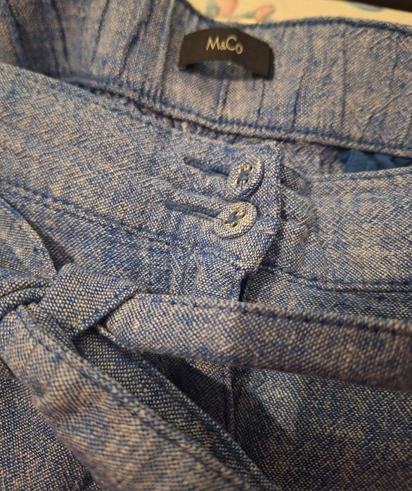 Spodnie damskie, lniane, wiskoza, chambray, M&Co r. 16/L