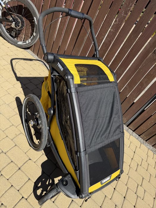 THULE Chariot Sport 1 - przyczepka rowerowa, wózek do roweru 2w1 | Yellow on Black