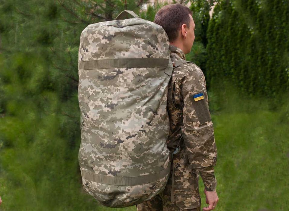 Баул 100л Піксель | Тактична транспортна сумка-рюкзак | Cordura 1000D ЗСУ, ВСУ