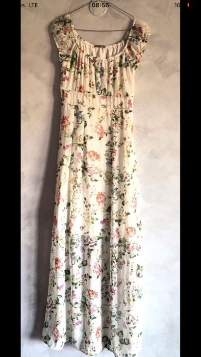 Sukienka maxi boho biala kwiaty