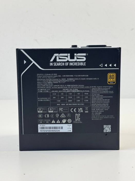 Блок живлення ASUS Prime 850W Gold (ATX, 850 Вт, 80 PLUS Gold, повністю модульний) (90YE00U0-B0NA00)