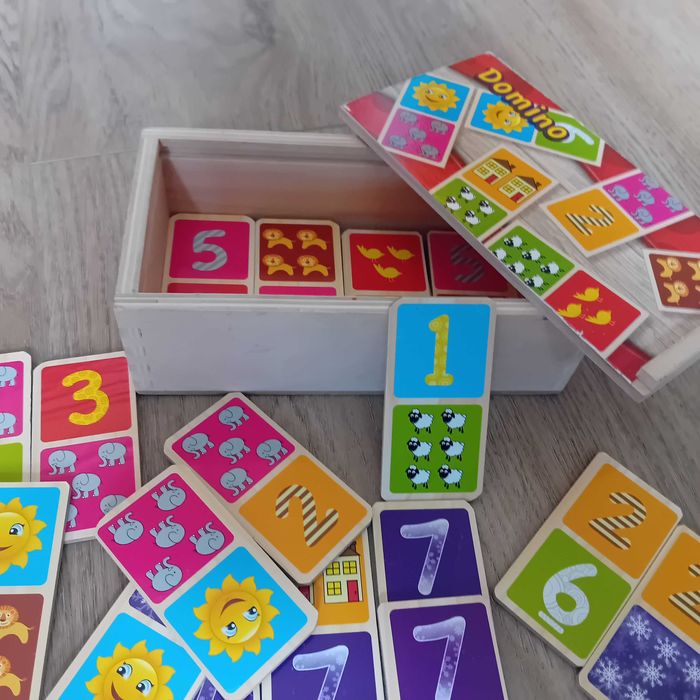 Domino kolorowe dla dziecka. Drewniane. Tanio!