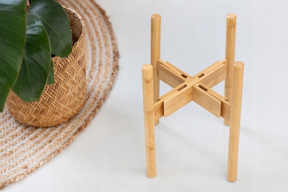 STOJAK NA KWIATY Bambusowy regulowany 35,7 CM – VILLAGO NEST