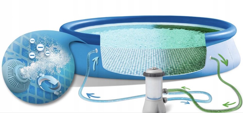 Basen Intex 457 × 122 cm + pompa + drabinka + pokrywa solarna