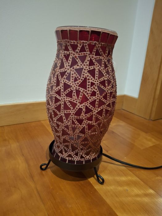 Candeeiro de mesa vidro mosaico vermelho
