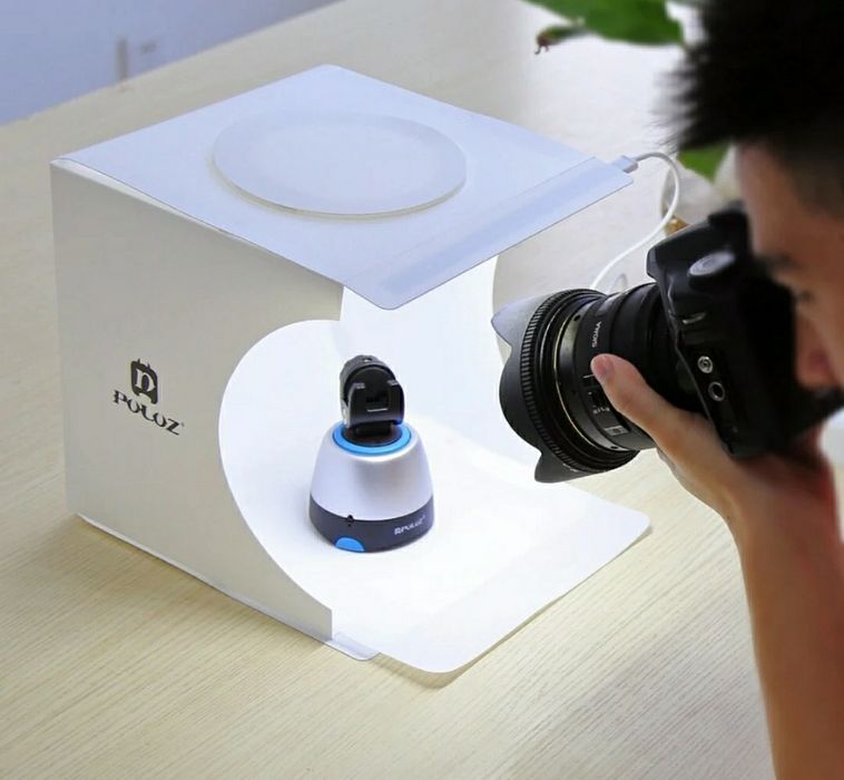 Mini Estúdio Fotográfico Portátil Duplo Led iluminação tampa superior