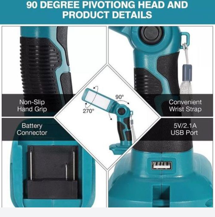 Makita ,Milwaykee,Dewalt,Bocsh ліхтарик -повербанк  для батарей