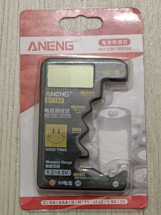 Тестер батарейок ANENG BT189 (C/AA/AAA/D/N/9V/6F2/1,55V3V) універсальний