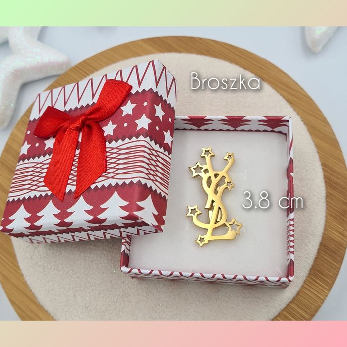 Broszka złota ozdoba na ubranie yls klasyczna gładka stal chirurgiczn