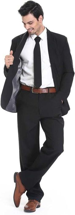 Nowy garnitur męski / marynarka / spodnie / krawat /czarny "M" !3207!