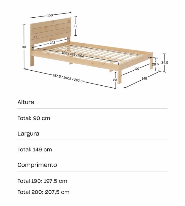 Cama + Mesa cabeceira  mueble lufe madeira natural