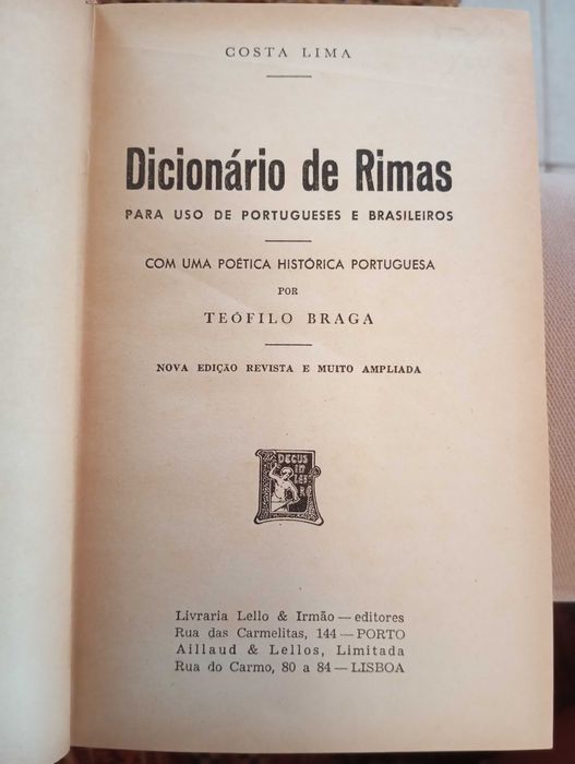 Dicionário de rimas - Costa Lima (edição antiga)