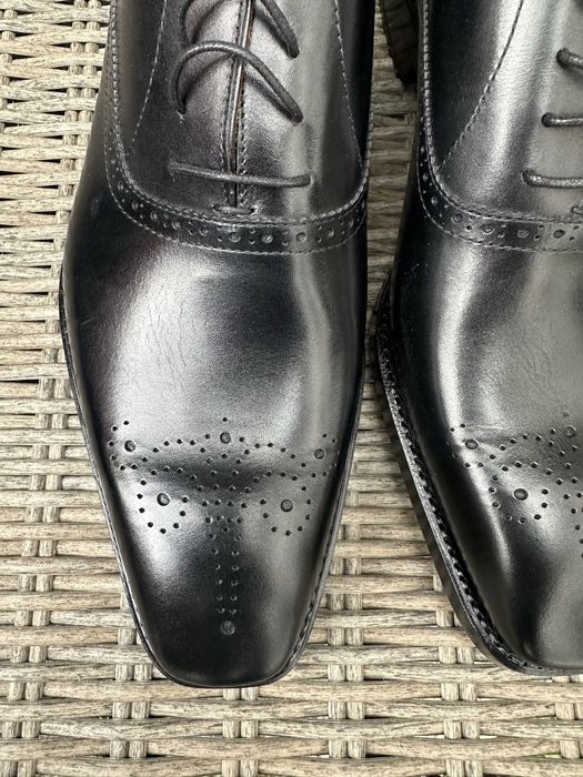 Luksusowe oksfordy Hammerstein Premium | Czarne Skóra Handcrafted | Rozmiar 46