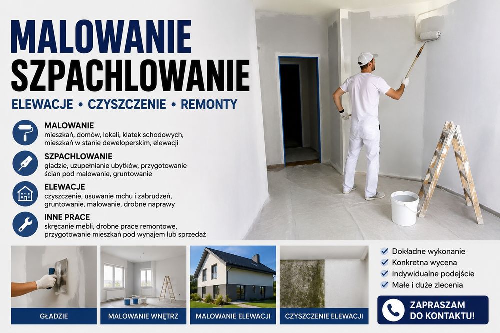 Malowanie szpachlowanie elewacje remonty