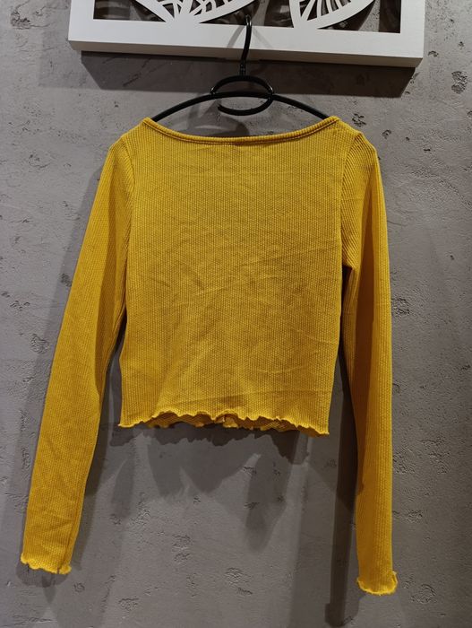 Lekki cienki sweterek musztardowy rozpinany h&M rozmiar XS
