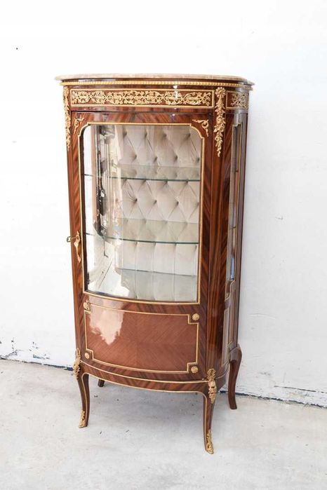 Francuska Witryna Ludwik - Gablota Komoda - Okuta Mosiądzem Marmur