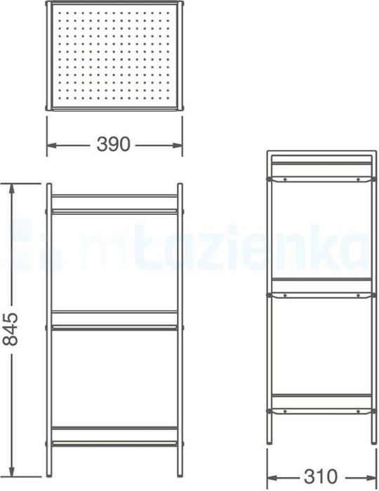AWD Metalowy regał łazienkowy kosmetyczny stal srebrny chrom 3 półki