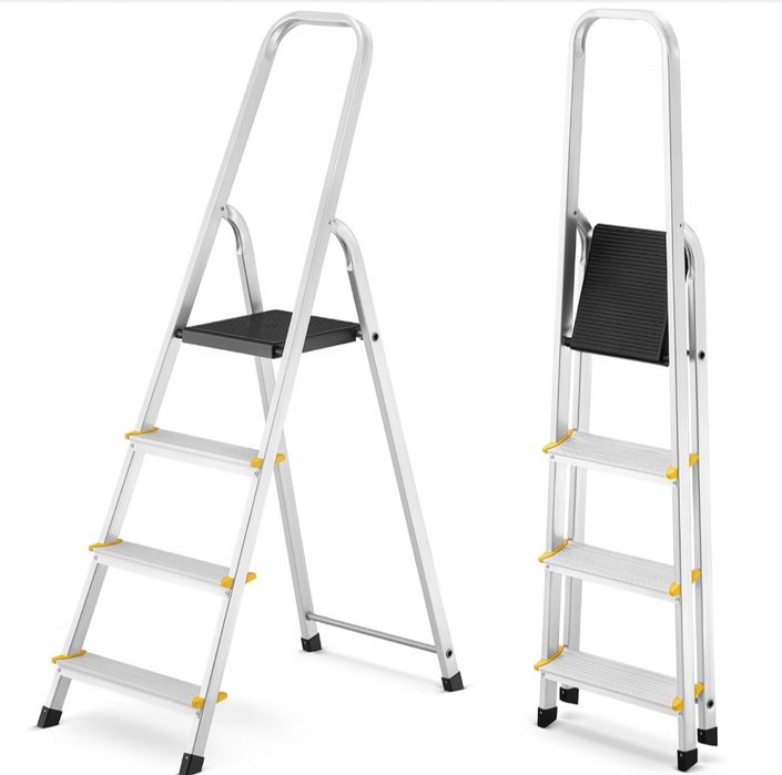 Drabina aluminiowa 4 stopnie domowa wzmocniona