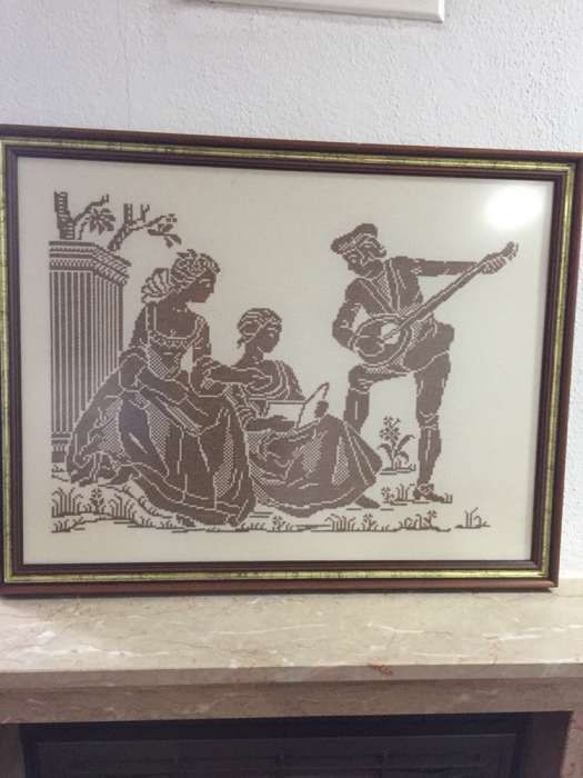 Quadro ponto cruz damas antigas64740485679618120
