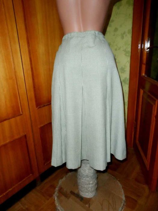 Юбка теплая длинная в клетку осень-зима р.46 М винтаж СССР - ГДР бирка