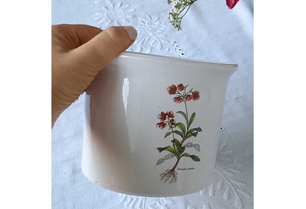 Ceramiczna doniczka 17 cm, temat: botanika, zioła