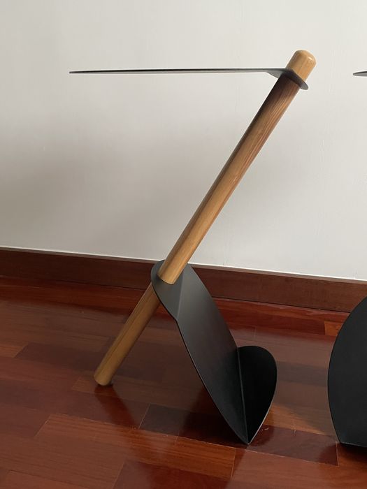 Par Mesas de Cabeceira Metal e Madeira L’Nera