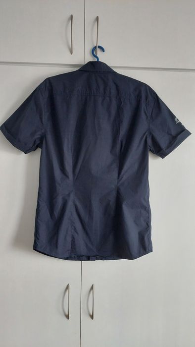 Koszula casual męska granatowa z krótkim rękawem