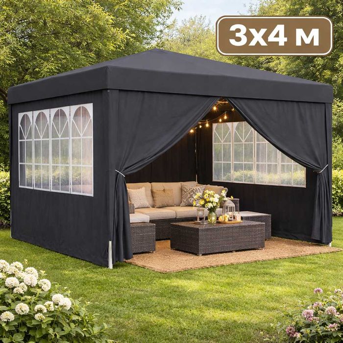 Садовый павильон Беседка Торговый тент 9/12 м² Окна Защита UV