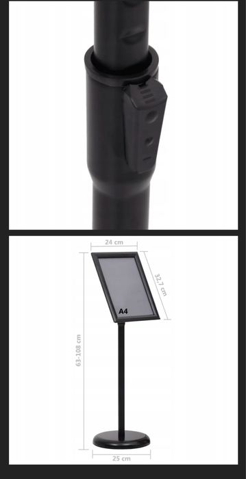 Stojak na plakat A4 czarny stop aluminium