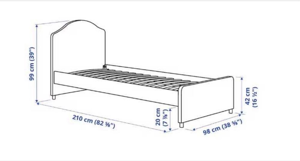 Camas de solteiro Ikea Hauga Beje ou Cinza com colchão Emma Original