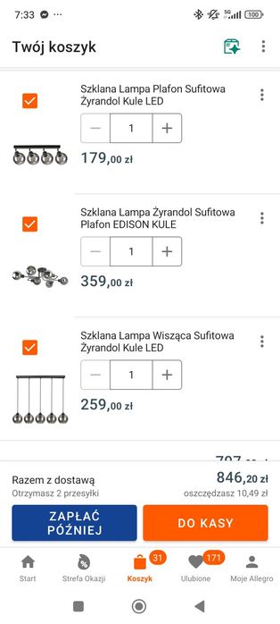 Nowoczesne lampy sufitowe LED – szklane kule, loft/glamour  komplet