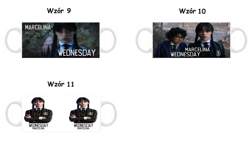 Kubek Wednesday + imię, różne wzory