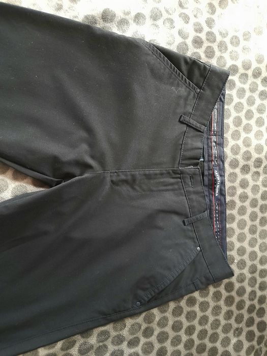 Spodnie męskie granatowe chinosy, wizytowe eleganckie rozm 33/32