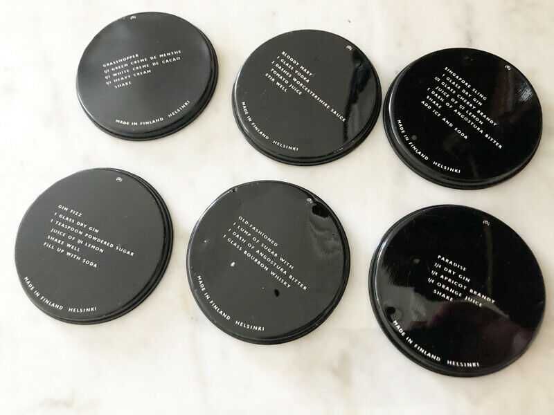 6 Bases de copos em metal VINTAGE - Made in Finland - Barman Cocktails