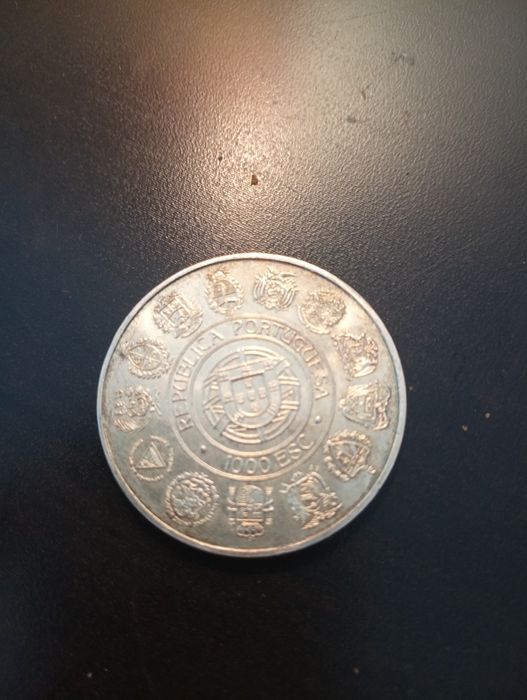 1000 escudos -two worlds 500 years Discovery of America Portugal 1992*