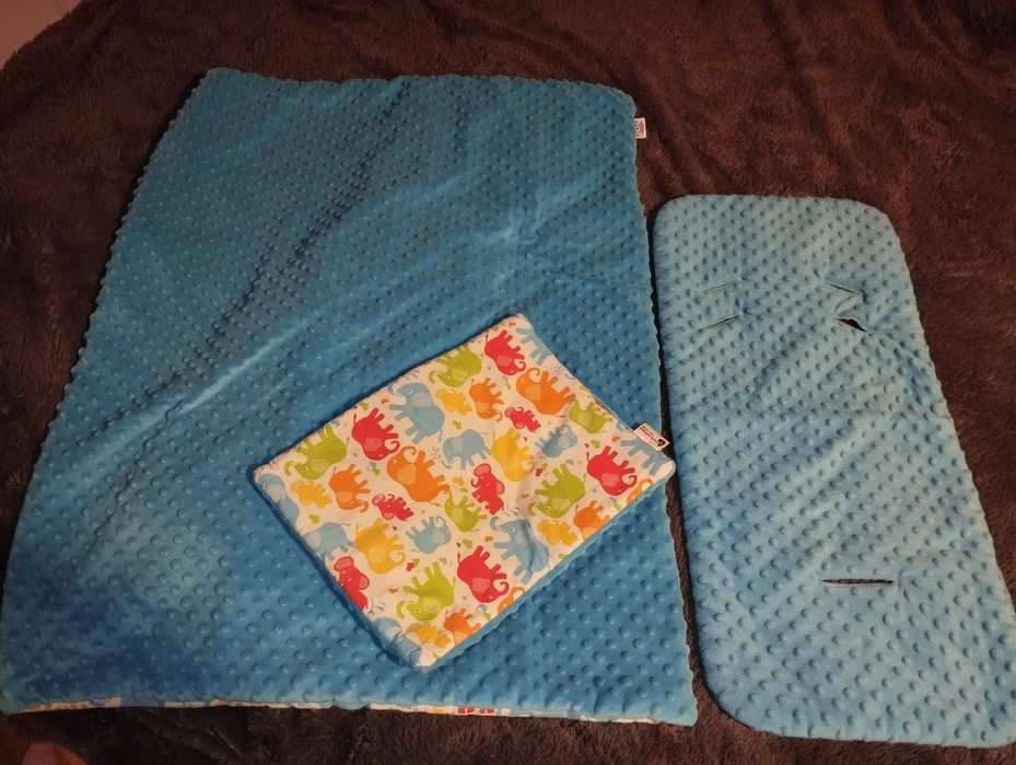 Kołderka minki+podusia+wkład do wózka