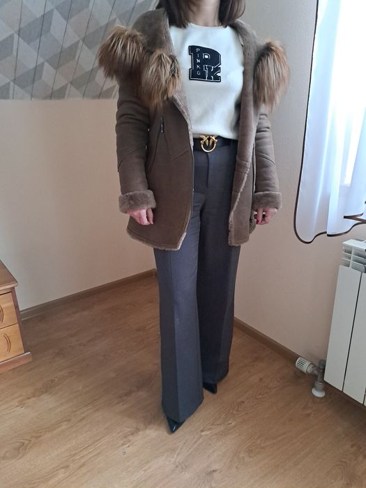 Kożuch skóra naturalna płaszcz kurtka rozmiar M