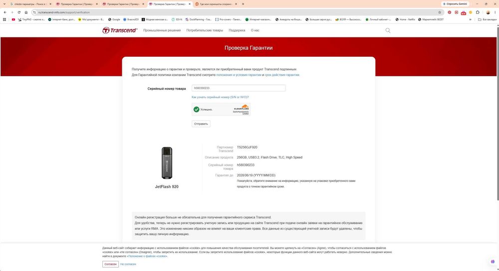 Флешка Transcend 256 GB JetFlash 920