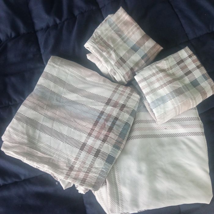 komplet pościeli clevercare 140x190 krata kratka