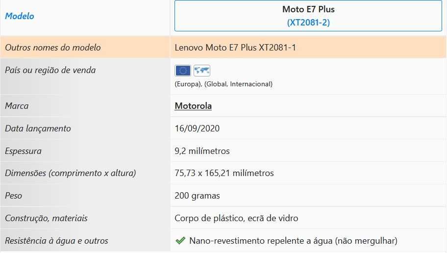 Telemovel Moto E7 plus