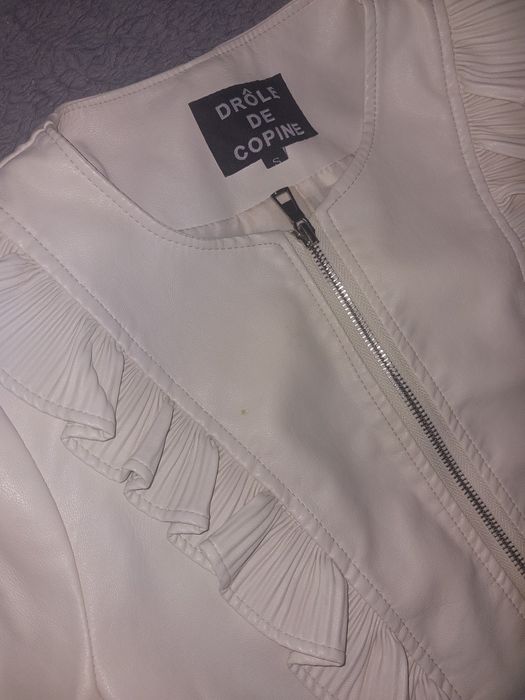 Kurtka ram9neska dziewczęca damska S ecru skóra ekologiczna