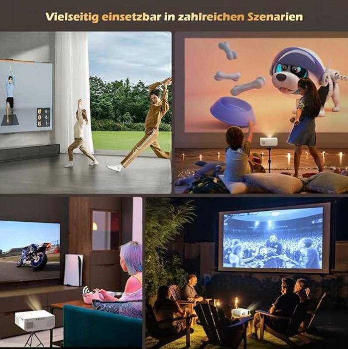Projektor Bluetooth 20 000 lumenów, obsługa Full HD 1080p, 5G WiFi LED