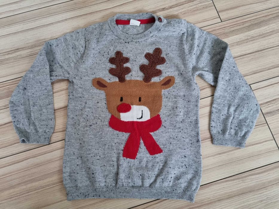 Sweter świąteczny h&m 92 renifer