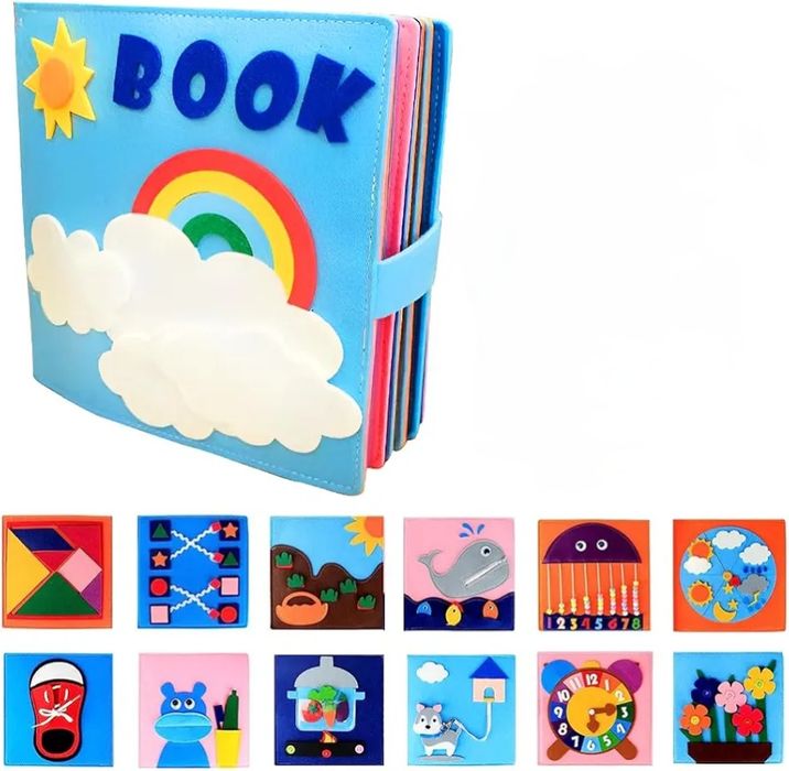 Filcowa książka sensoryczna Montessori manipulacyjna duża B147