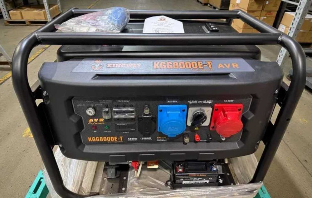 Генератор бензиновий Kingway KGG8000E-T 380В 6кВт електрозапуск колеса